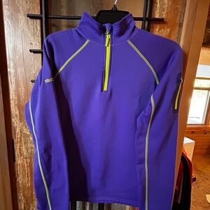 Marmot Women’s Quarter Zip-Up Purple Polar fleece with Lime Trim